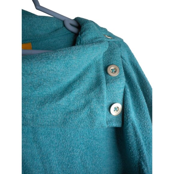 Ruby Rd. Sz XL slub knit split cowl knit Tunic blouse top Teal - Picture 2 of 6